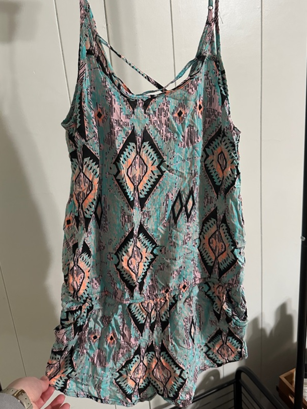 Rue21 Teal and Pink Aztec Print Strappy Romper